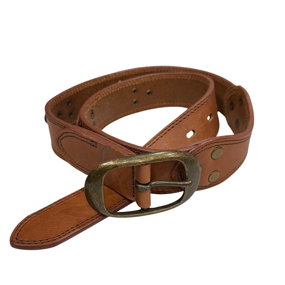 Banana Republic Genuine Leather Belt Womens M Brown Brass Buckle Studded Western